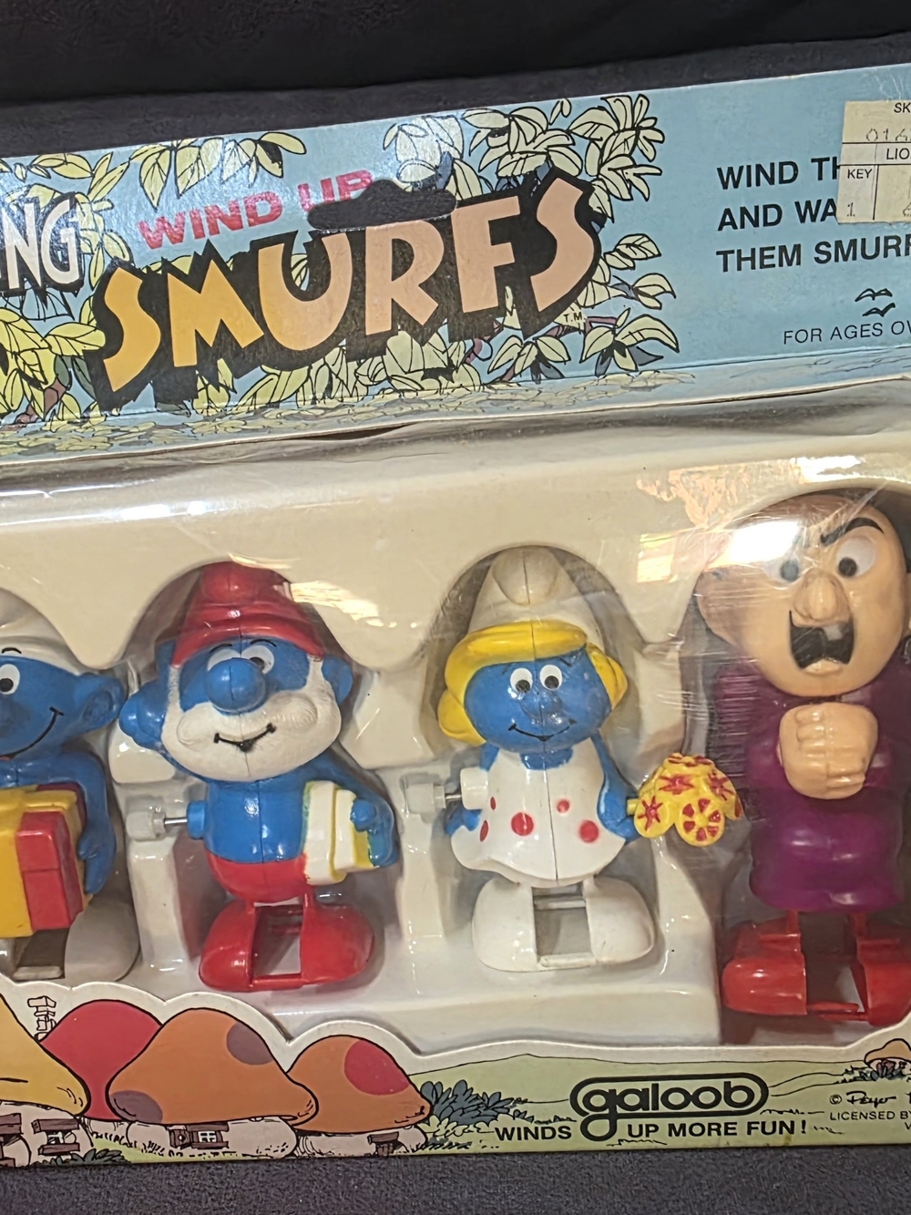 Smurfs 1982 Vintage Wind-Up Walking Figure Set New In Box
